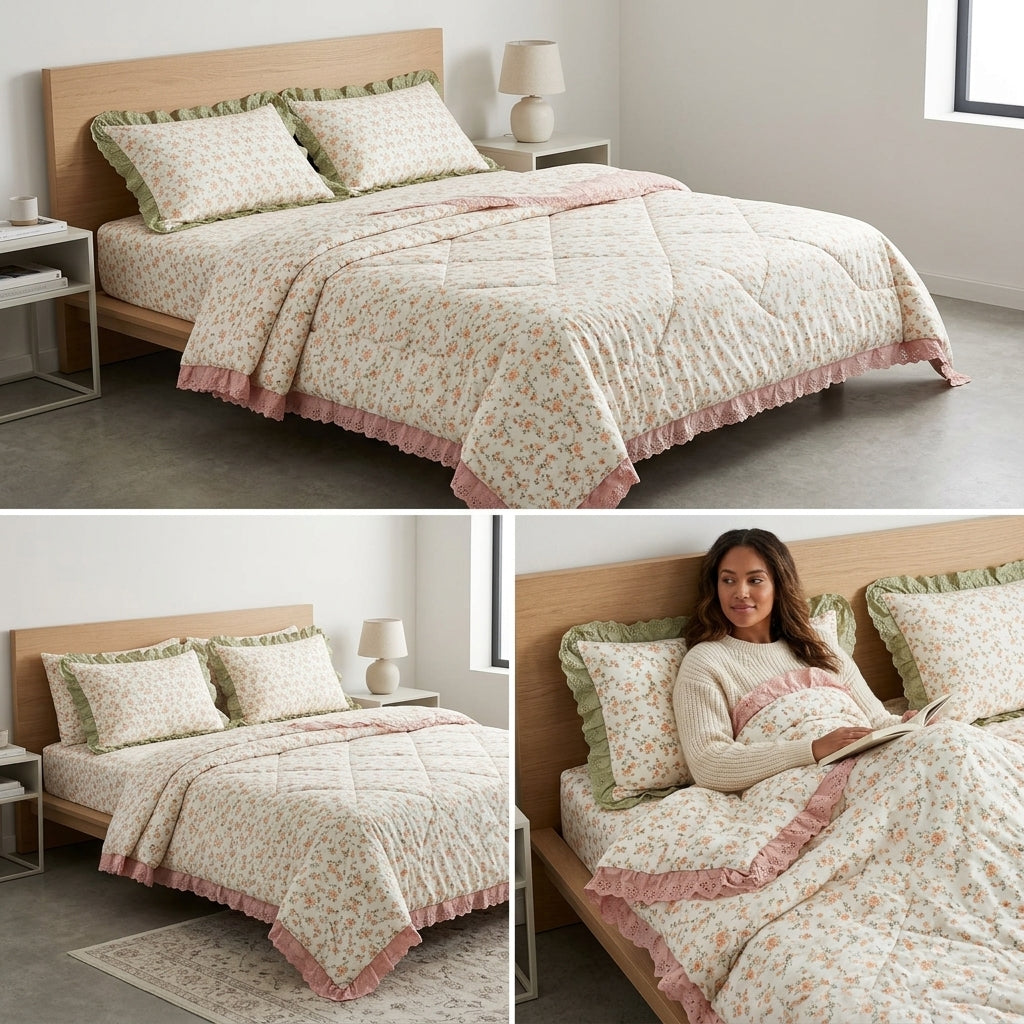 Floral Lace Comforter Set – 4 Piece Collection