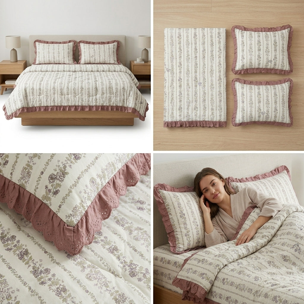 Floral Lace Comforter Set – 4 Piece Collection