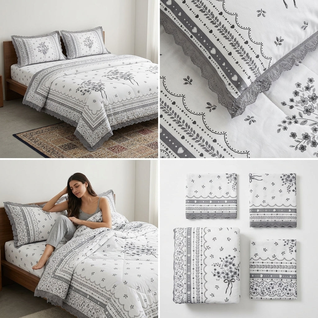 Floral Lace Comforter Set – 4 Piece Collection