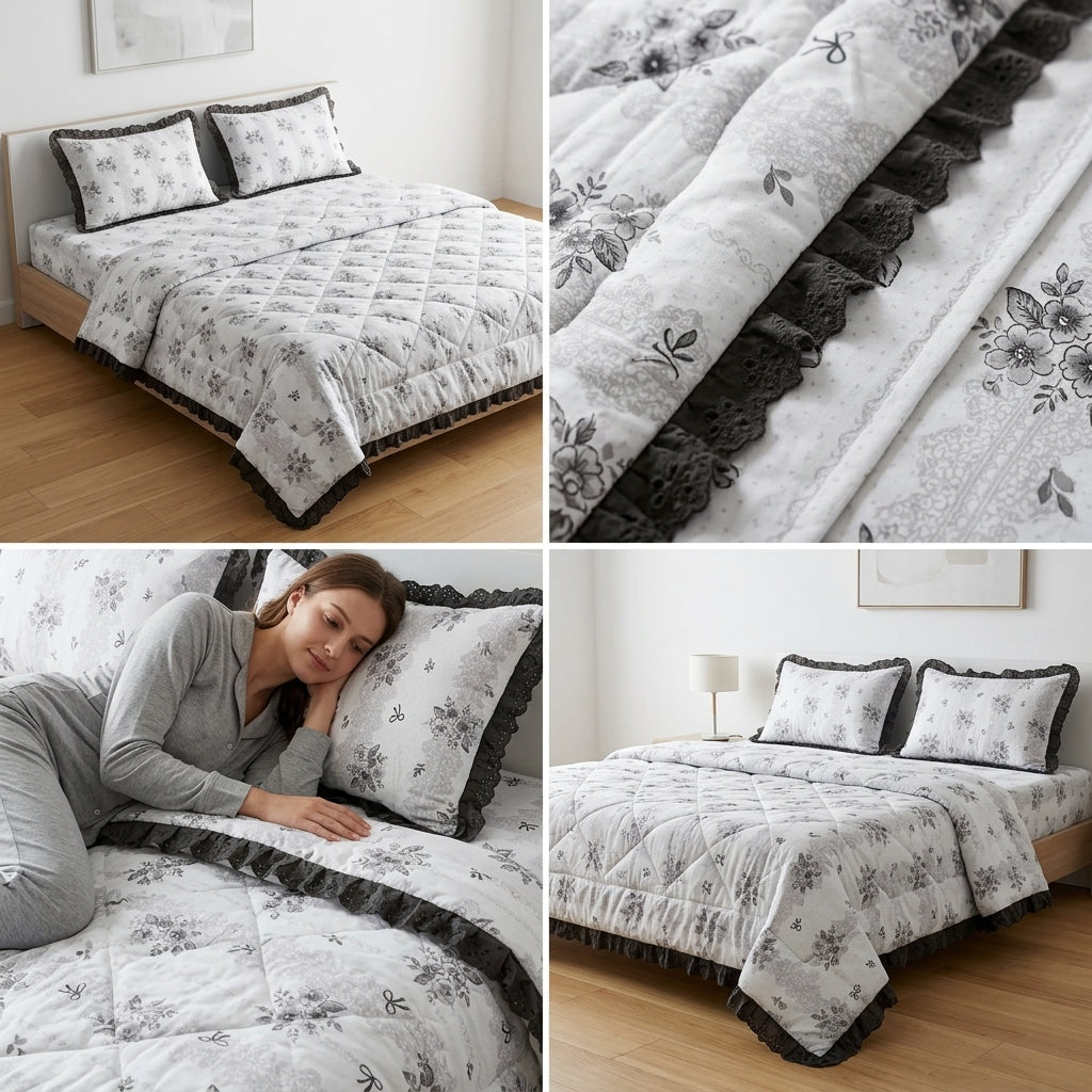 Floral Lace Comforter Set – 4 Piece Collection Product Code :- 55B245KEH