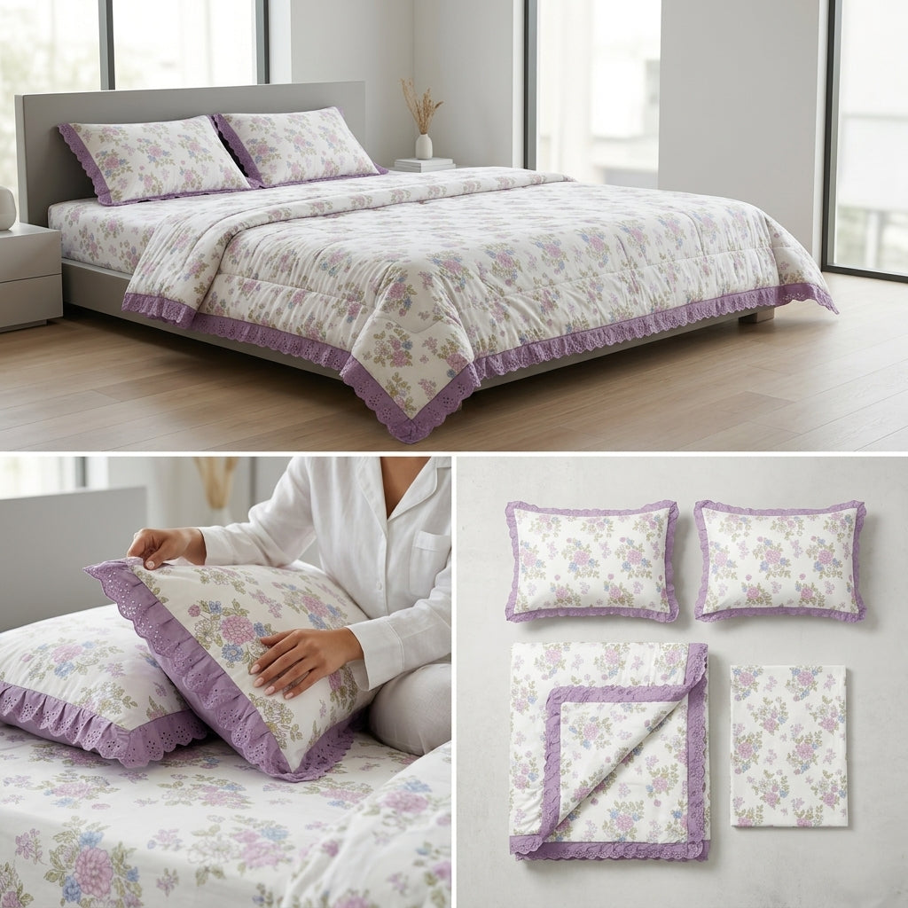 Floral Lace Comforter Set – 4 Piece Collection