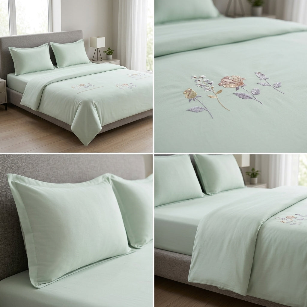 Classic English Floral Embroidered Comforter 4pcs Set | King Size