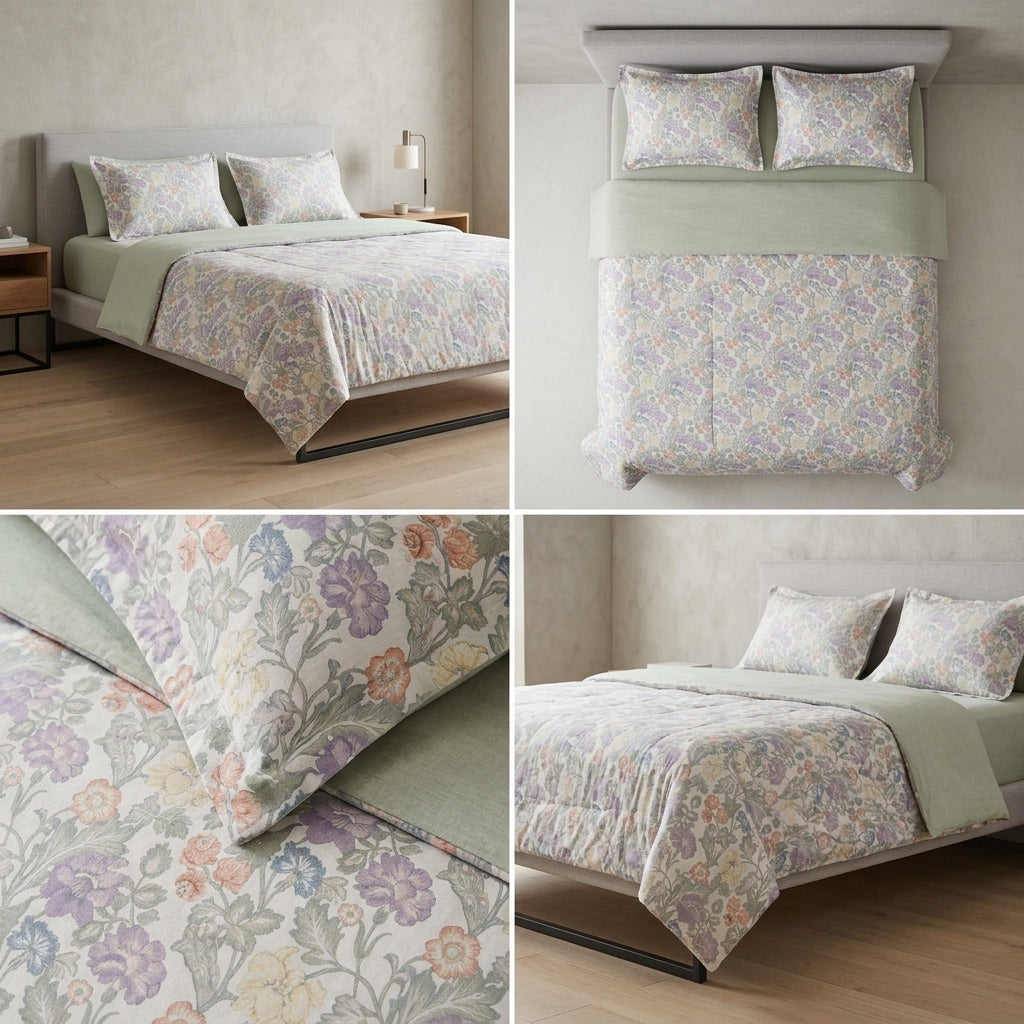 Premium English Garden Print King Size Comforter Set | 4 Pieces
