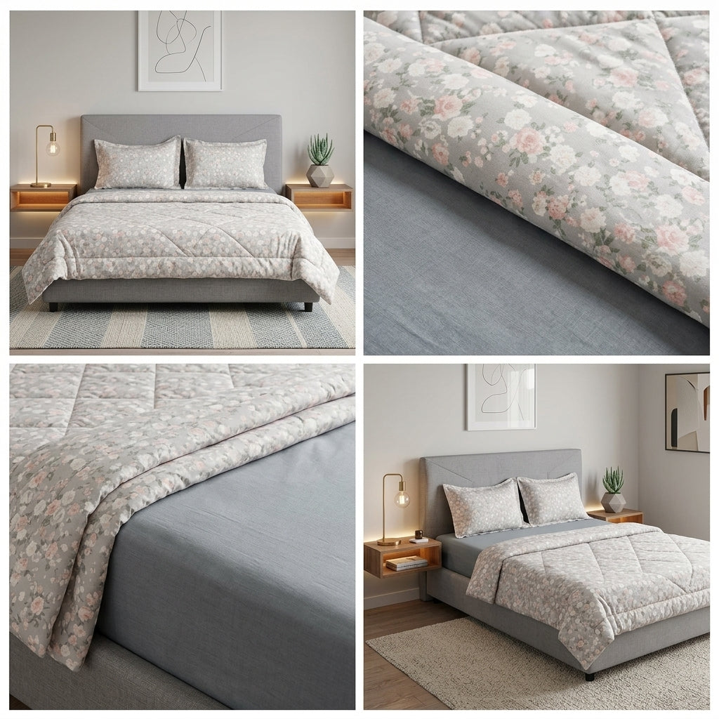 Premium English Garden Print King Size Comforter Set | 4 Pieces