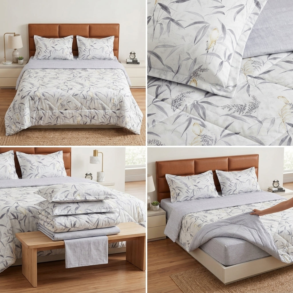 Premium English Garden Print King Size Comforter Set | 4 Pieces