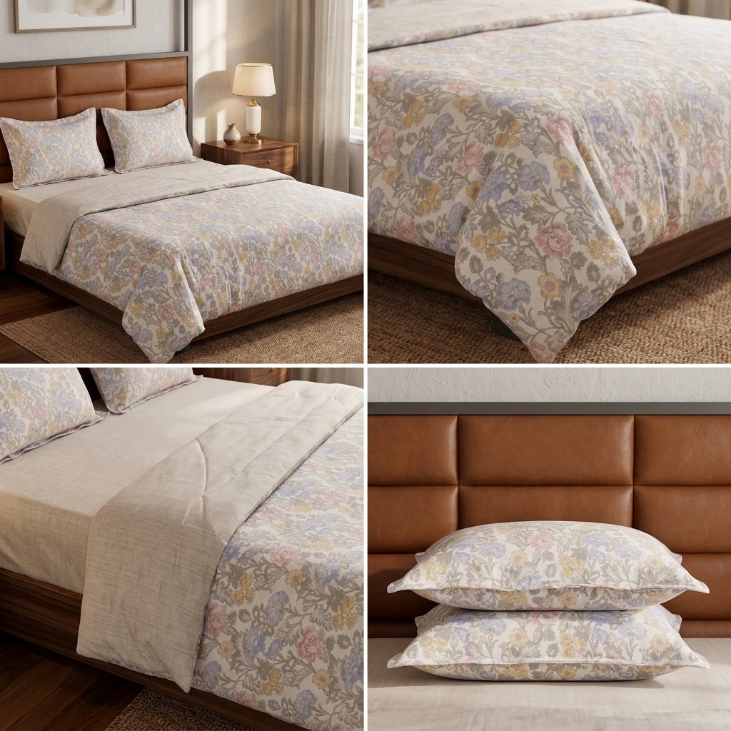 Premium English Garden Print King Size Comforter Set | 4 Pieces