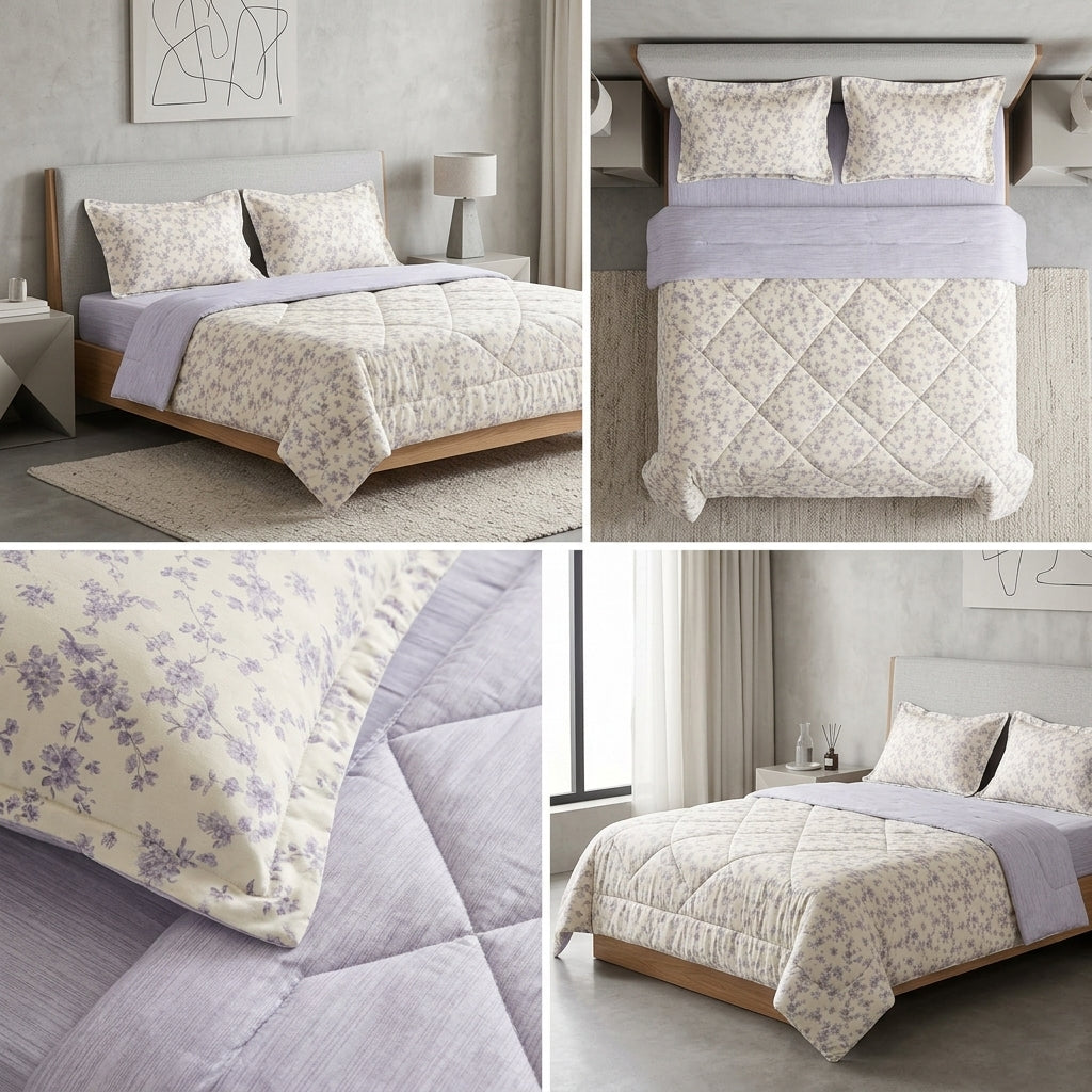 Premium English Garden Print King Size Comforter Set | 4 Pieces