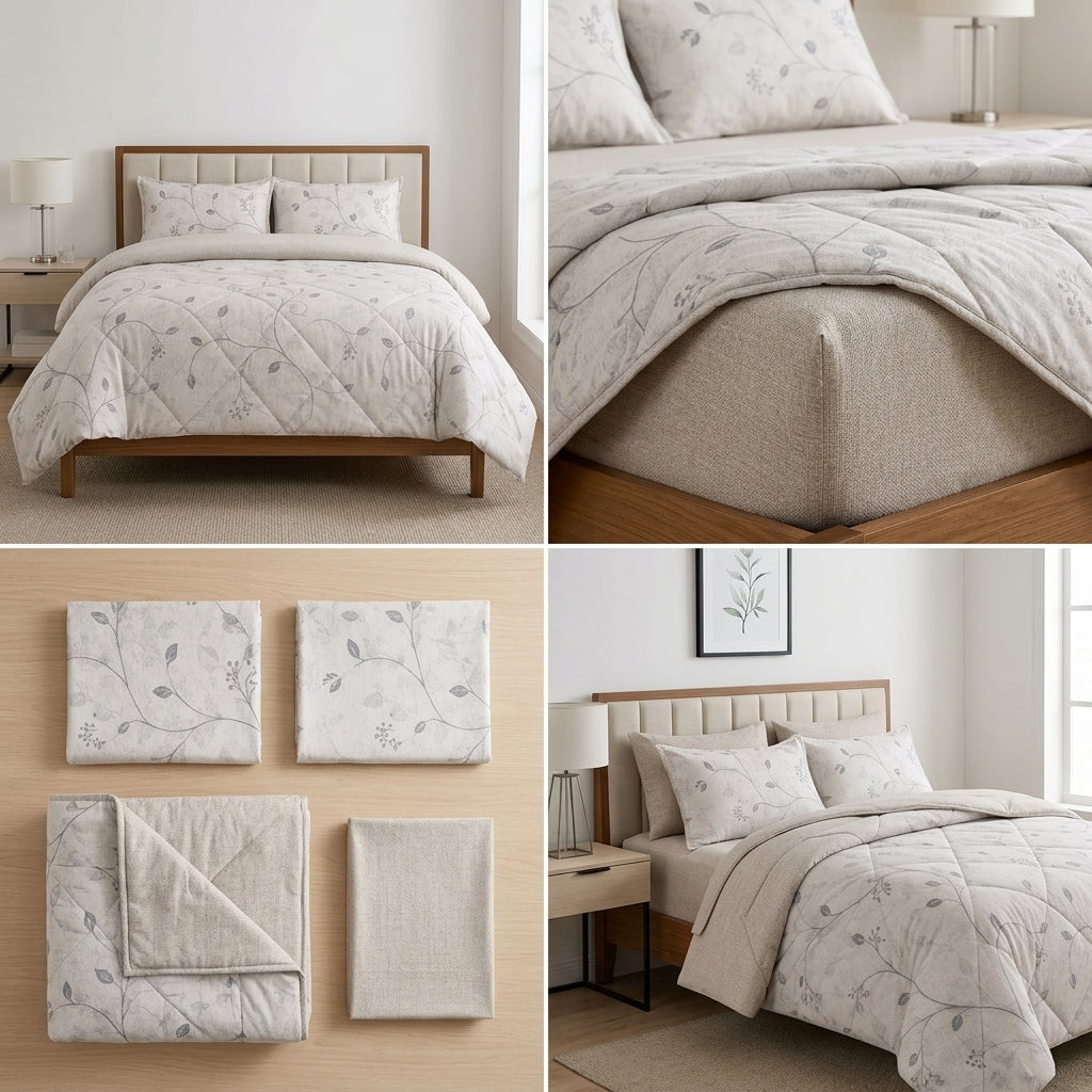 4 Pcs Premium Rib Cotton Comforter Set - King Size