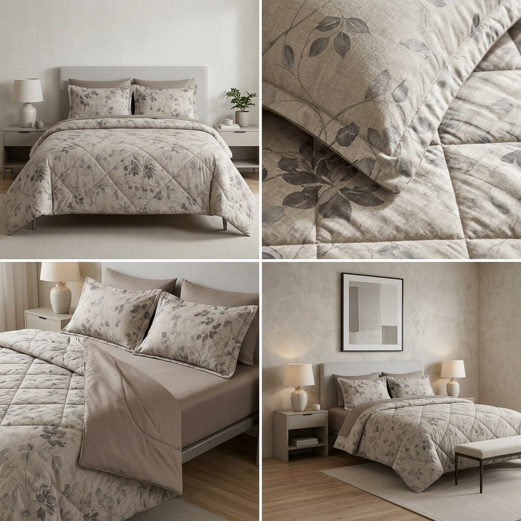 4 Pcs Premium Rib Cotton Comforter Set - King Size