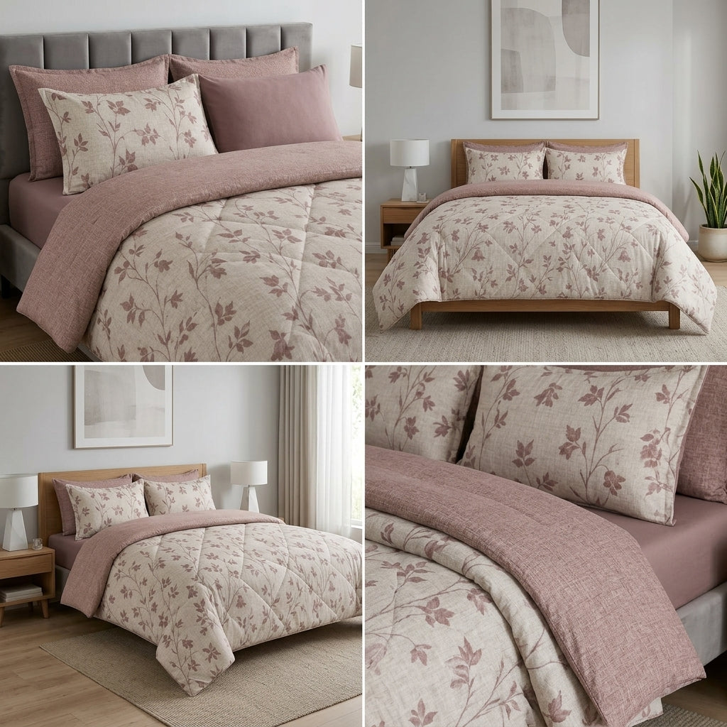 4 Pcs Premium Rib Cotton Comforter Set - King Size