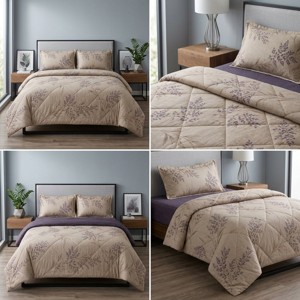 4 Pcs Premium Rib Cotton Comforter Set - King Size