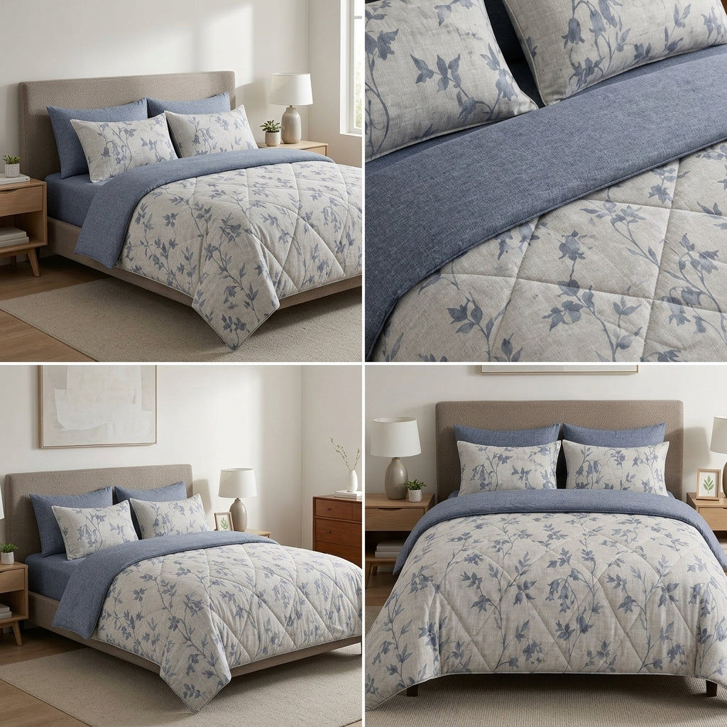 4 Pcs Premium Rib Cotton Comforter Set - King Size