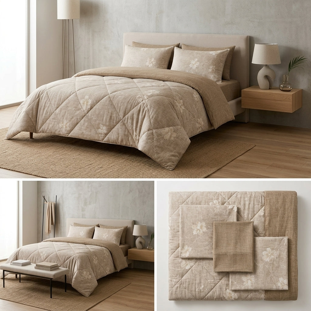 4 Pcs Premium Rib Cotton Comforter Set - King Size