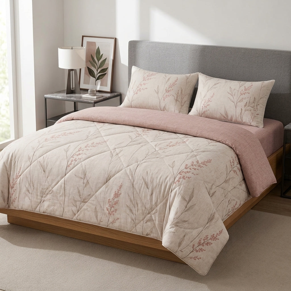 4 Pcs Premium Rib Cotton Comforter Set - King Size