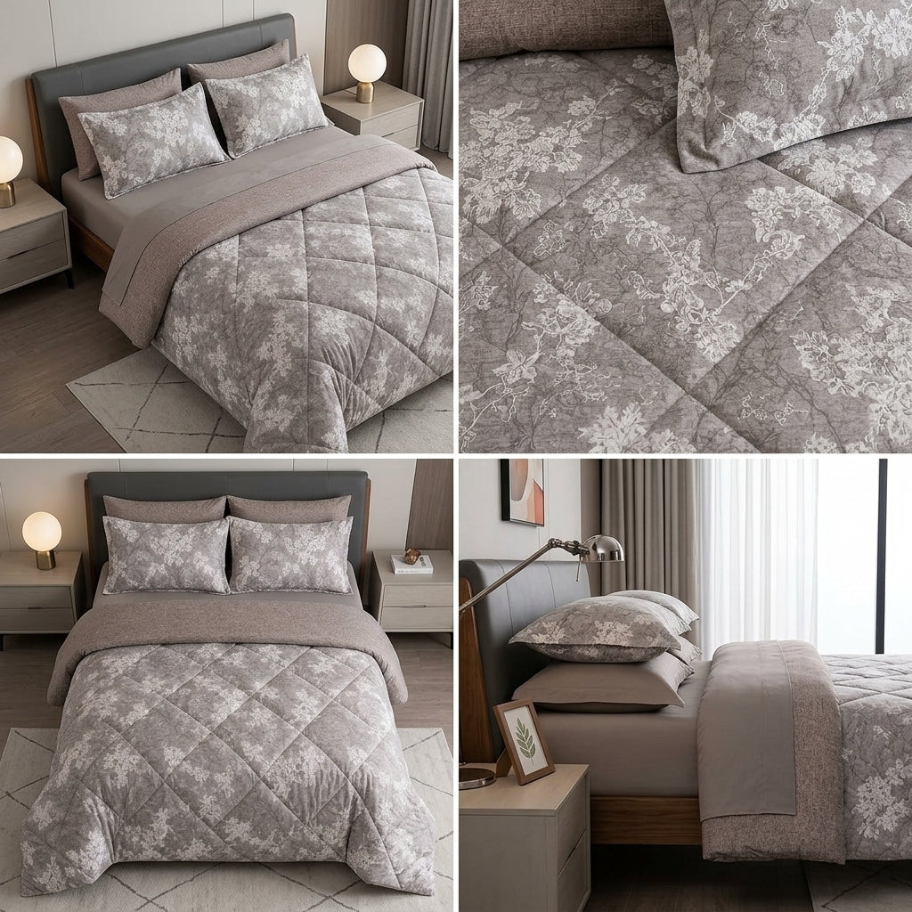 4 Pcs Premium Rib Cotton Comforter Set - King Size