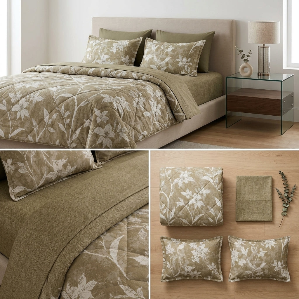 4 Pcs Premium Rib Cotton Comforter Set - King Size