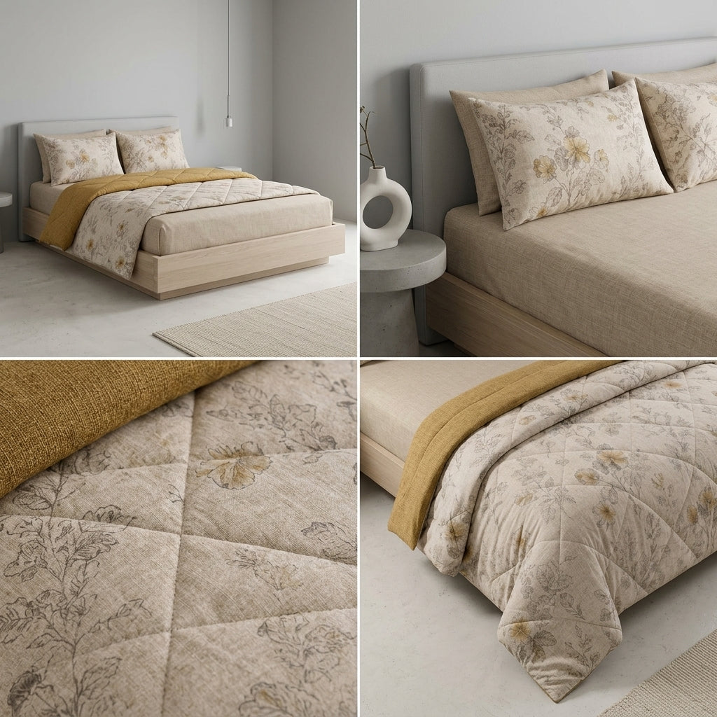 4 Pcs Premium Rib Cotton Comforter Set - King Size