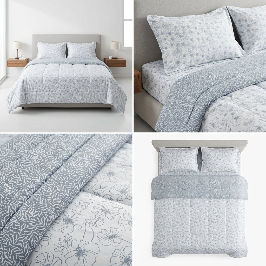 Mulmul Premium 4-Piece King Size Pure Suti Cotton Comforter Set  Product Code :- 55B365RKEH