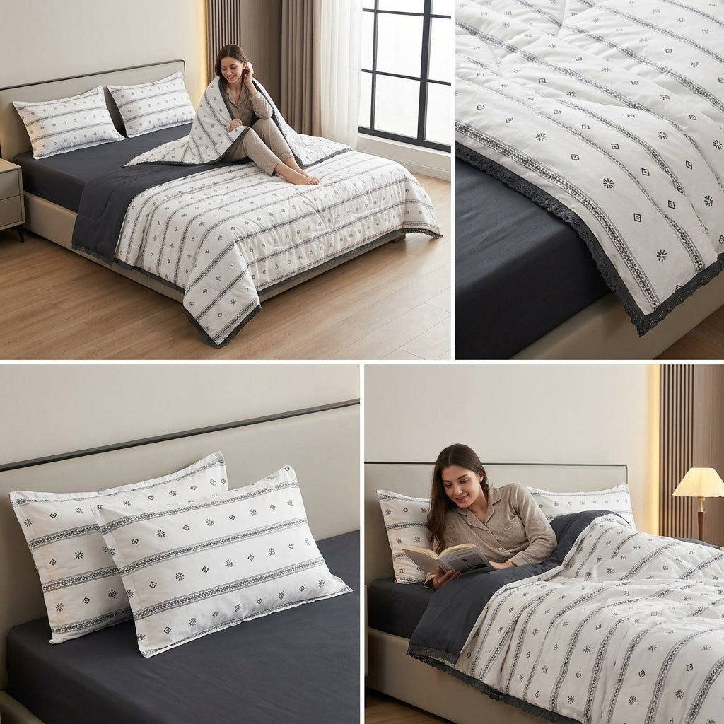 ✨ Lace 4 Piece Comforter Set – Elegant Comfort for Everyday Luxury ✨