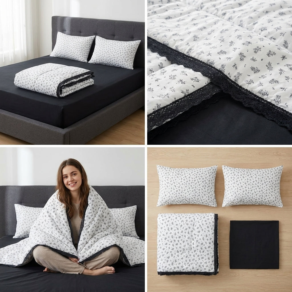 ✨ Lace 4 Piece Comforter Set – Elegant Comfort for Everyday Luxury ✨