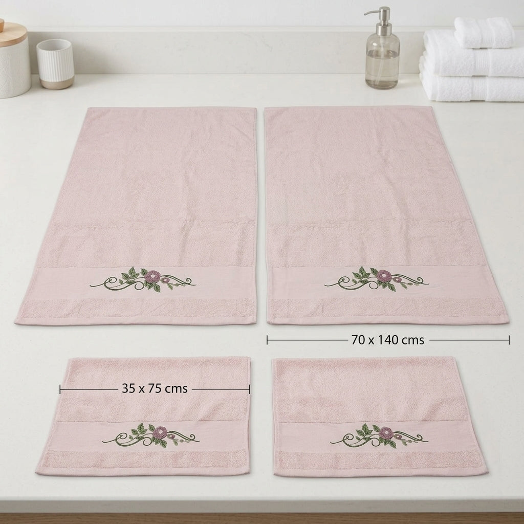 Embroidered Towel Set – 4 Piece Collection
