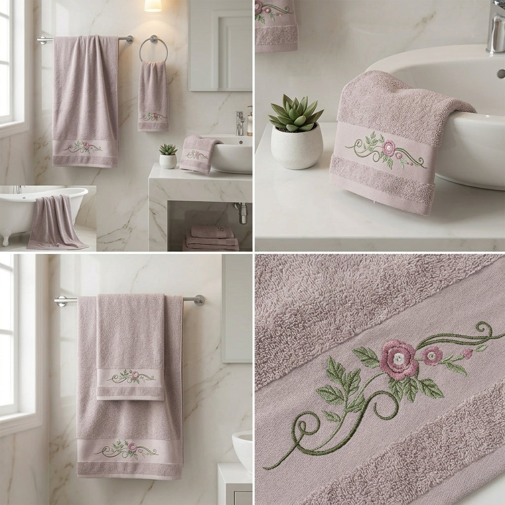 Embroidered Towel Set – 4 Piece Collection