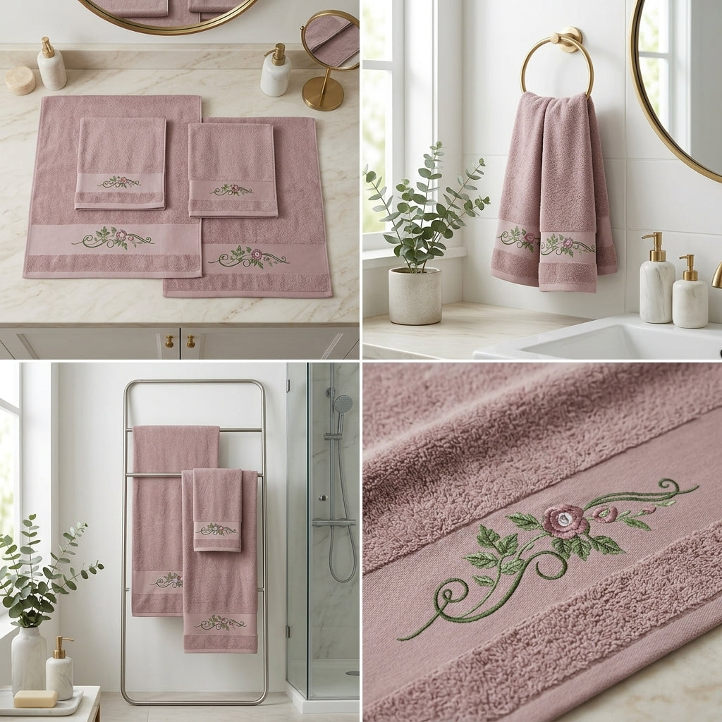 Embroidered Towel Set – 4 Piece Collection
