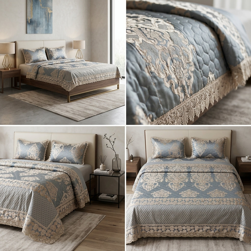 French Luxury King Size Bedcover Set – 3 Piece (Bedcover + 2 Pillowcases)