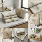 3-Piece Embroidered Floral Hand Towel Set Organic Cotton  | Elegant Bathroom & Vanity Towel Set