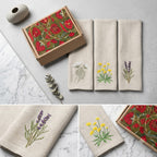 3-Piece Embroidered Floral Hand Towel Set Organic Cotton | Decorative Bathroom & Gift Towel Pack