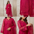 Rosy Embroidered Unstitched Suit 🌹