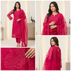 Rosy Embroidered Unstitched Suit 🌹