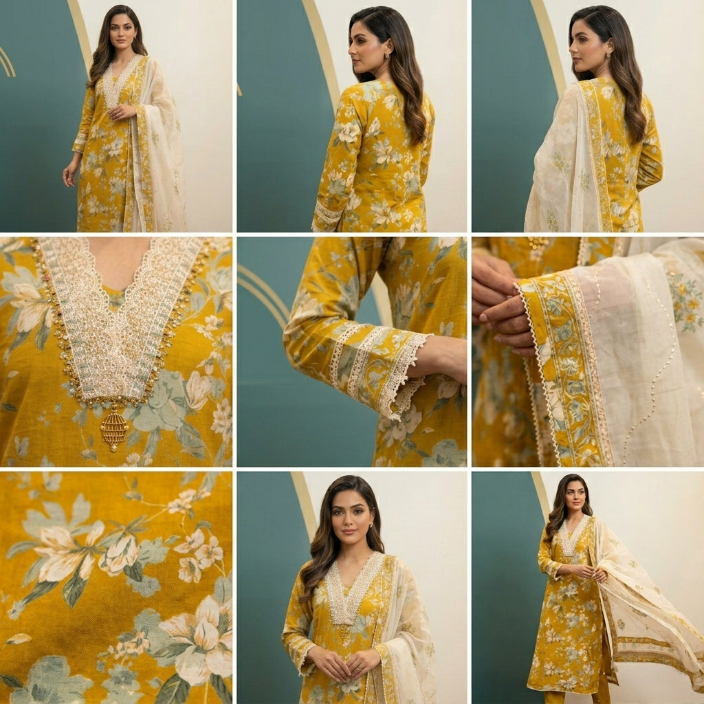 Floral Unstitched Suit Set  🌼