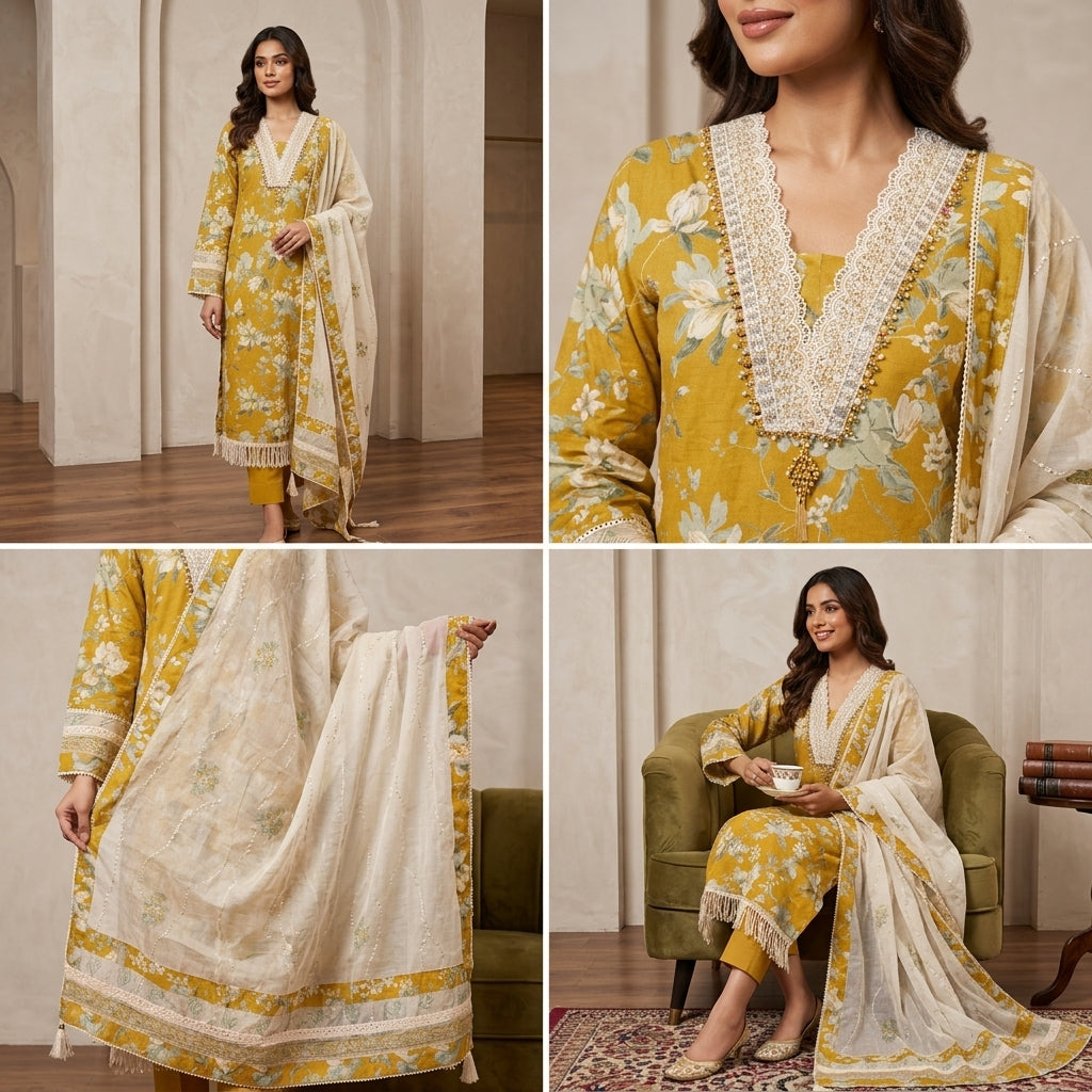Floral Unstitched Suit Set  🌼
