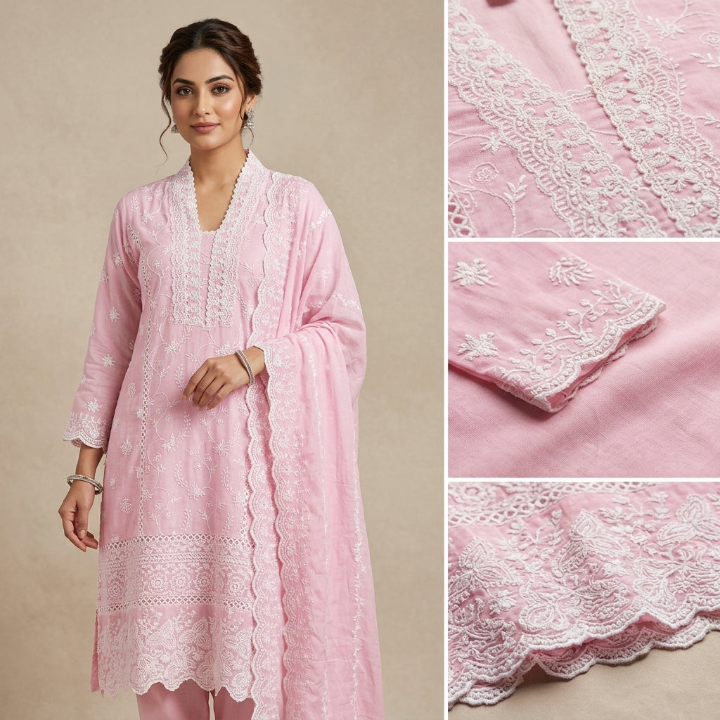 Nargis Pink Cotton Suit ✨