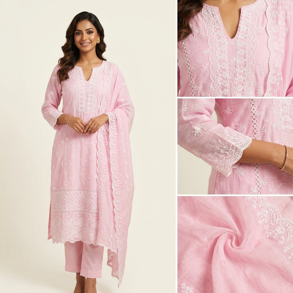 Nargis Pink Cotton Suit ✨
