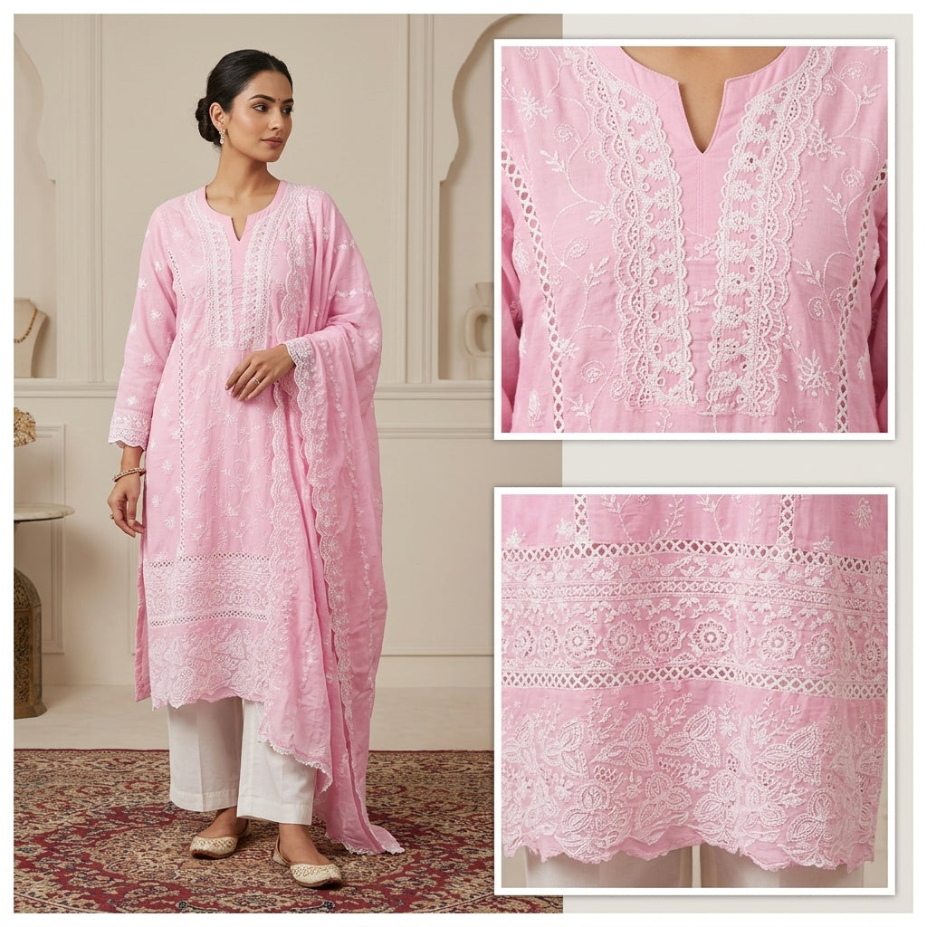 Nargis Pink Cotton Suit ✨