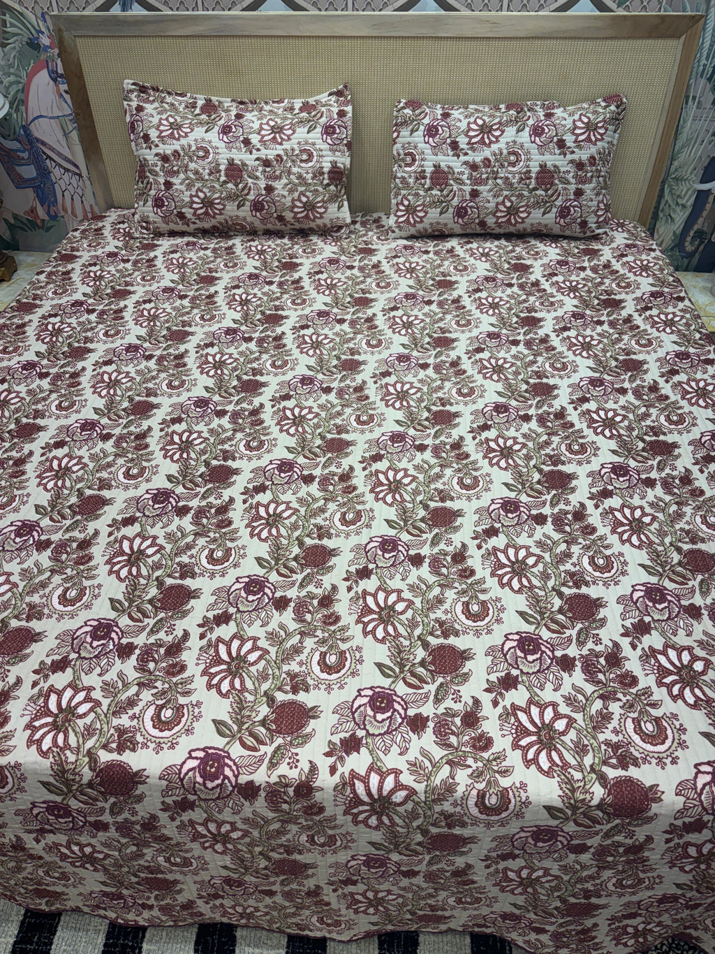 🛏️ Quilted King Size Bedcover – Super Soft Cotton (Reversible)