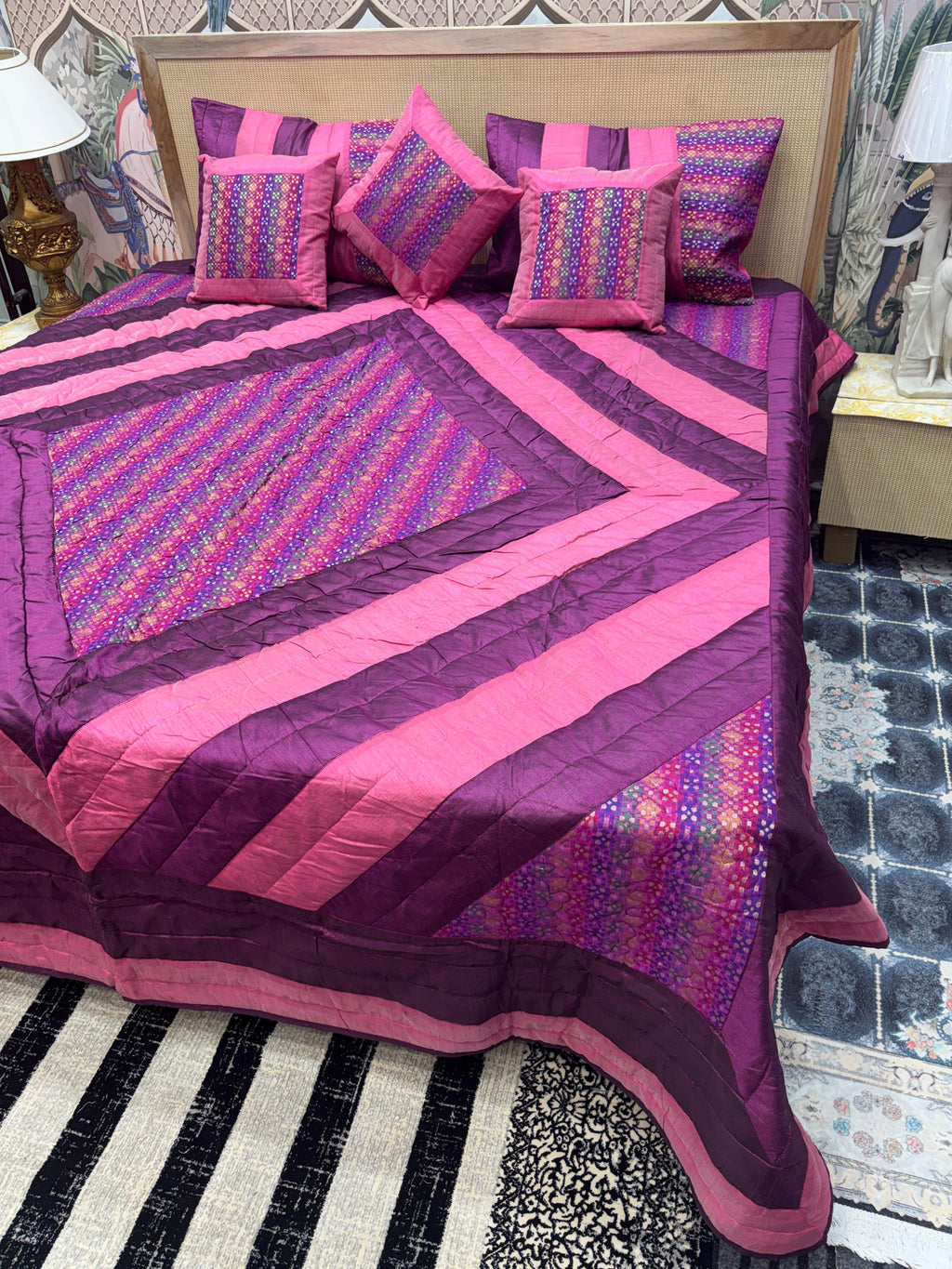 🛏️ 6-Piece Satin Cotton King Size Bedcover Set