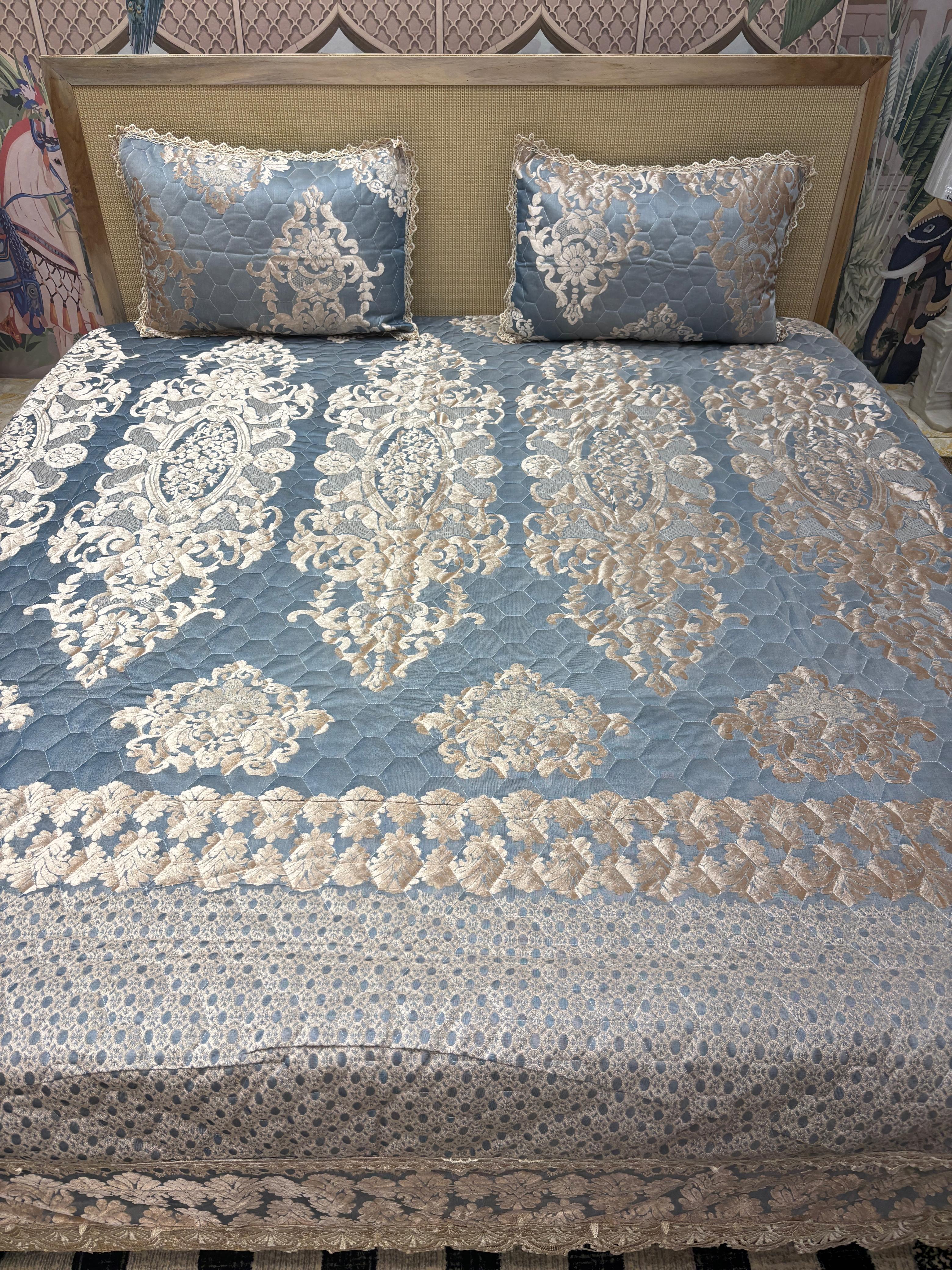 French Luxury King Size Bedcover Set – 3 Piece (Bedcover + 2 Pillowcases)