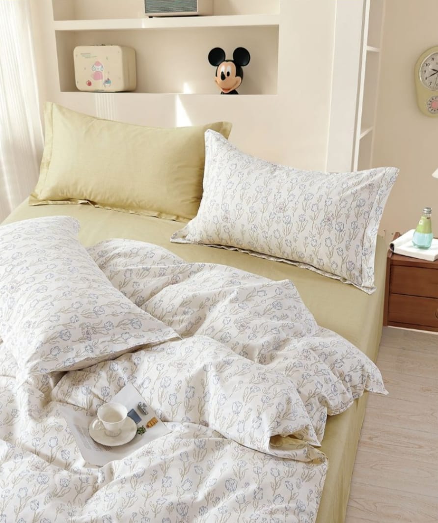🛏️ King Size Muslin Cotton Bedsheet (108×108) – 100% Egyptian Cotton with 2 Pillow Covers