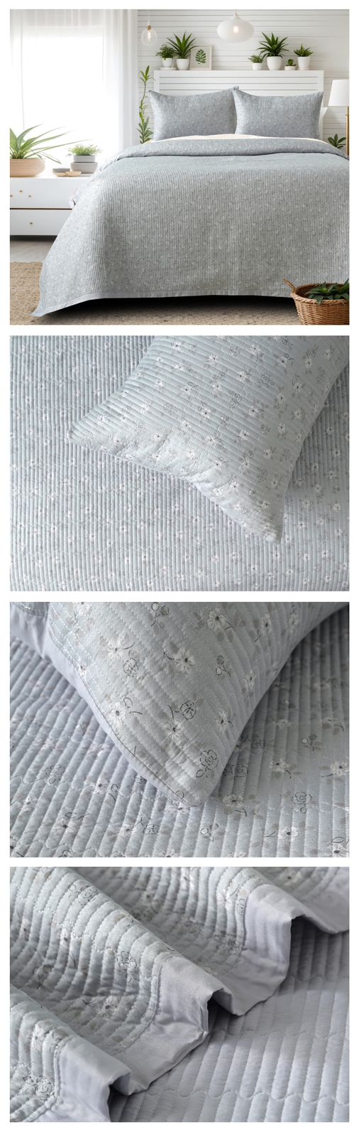 Victorian Quilted Bedcover Set – 3 Piece (King Size 100×108 Inches)