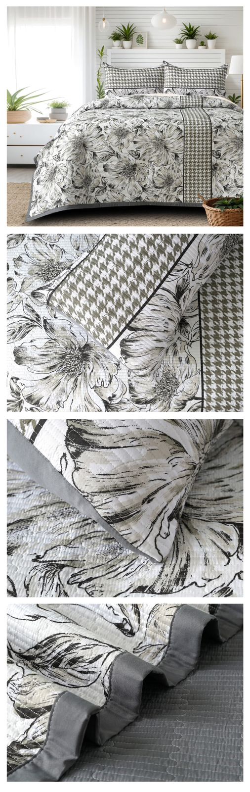 Victorian Quilted Bedcover Set – 3 Piece (King Size 100×108 Inches)
