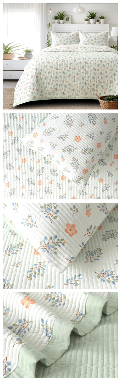 Victorian Quilted Bedcover Set – 3 Piece (King Size 100×108 Inches)