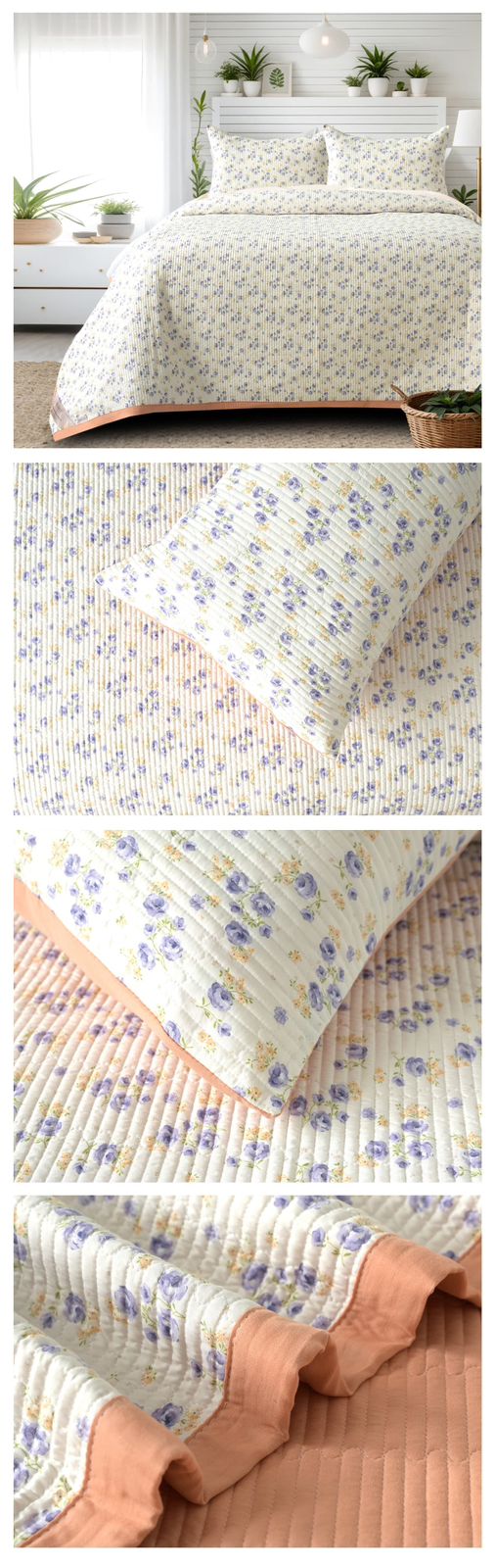 Victorian Quilted Bedcover Set – 3 Piece (King Size 100×108 Inches)