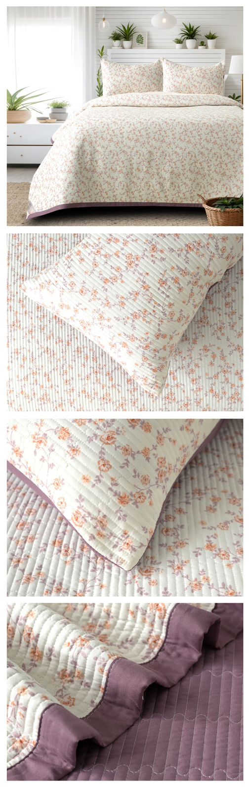 Victorian Quilted Bedcover Set – 3 Piece (King Size 100×108 Inches)