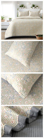 Victorian Quilted Bedcover Set – 3 Piece (King Size 100×108 Inches)