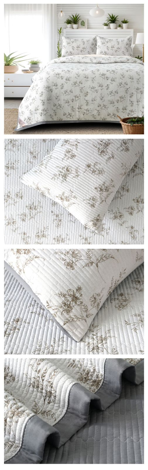 Victorian Quilted Bedcover Set – 3 Piece (King Size 100×108 Inches)