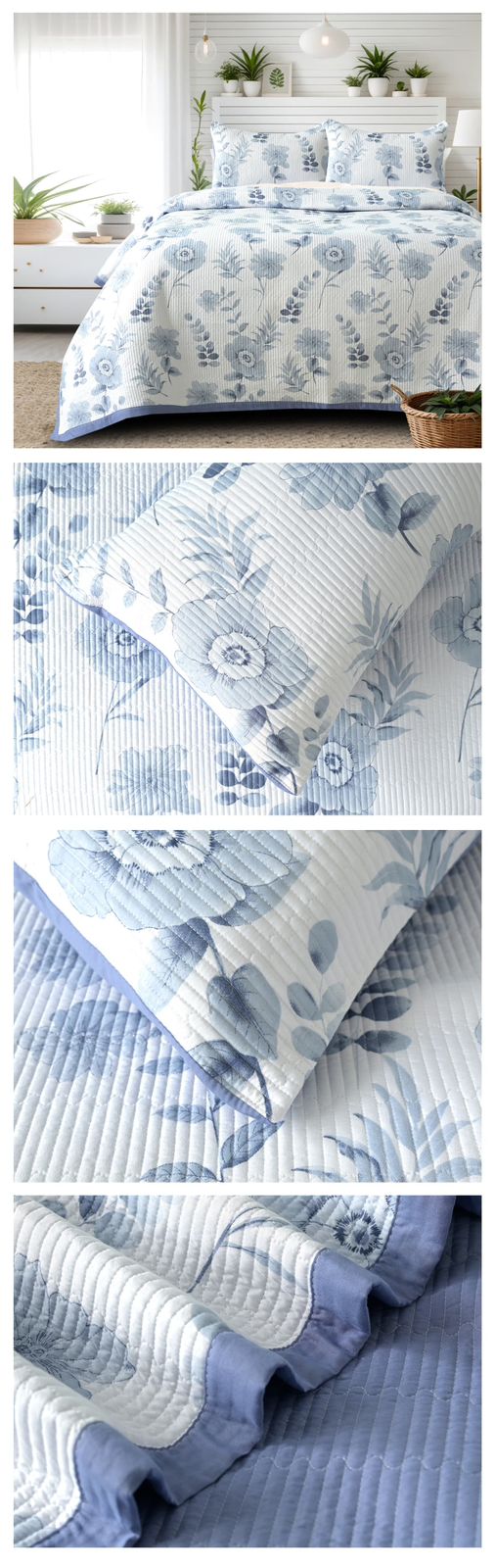 Victorian Quilted Bedcover Set – 3 Piece (King Size 100×108 Inches)
