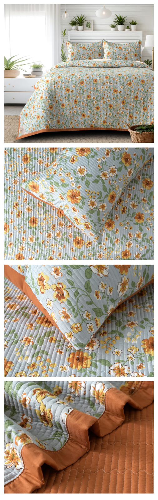 Victorian Quilted Bedcover Set – 3 Piece (King Size 100×108 Inches)